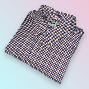 Barbour Multicolor Check Cotton Flannel Shirt Comfort Fit Relaxed Fit Soft